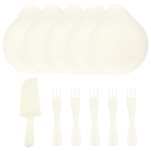 десертный набор, где тортик?, тарелки, вилки, нож, кремовый, 11 шт. в упак., китай