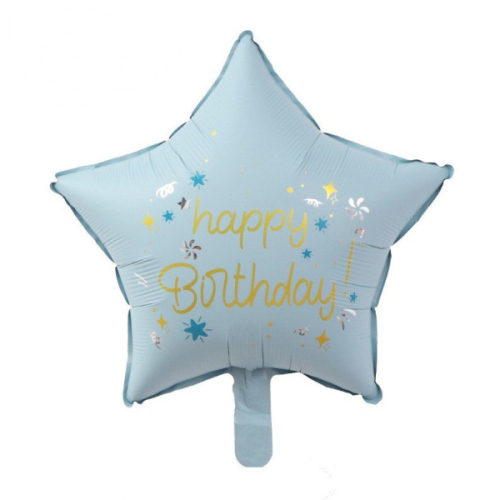 18з звезда happy birthday, голубой / свет шаров
