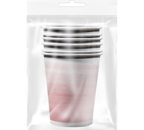 набор бумажных стаканов керамика розовая, в т/у пленке, 6 шт*250 мл, россия