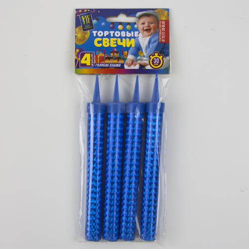 фонтан тортовый 30 сек, голубое пламя, 12 см, 4 шт; китай