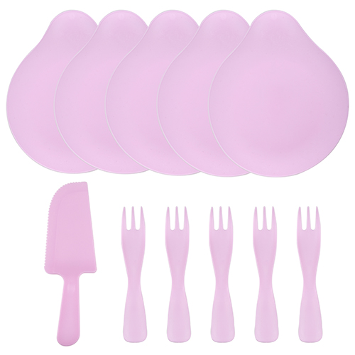 десертный набор, где тортик?, тарелки, вилки, нож, розовый, 11 шт. в упак., китай