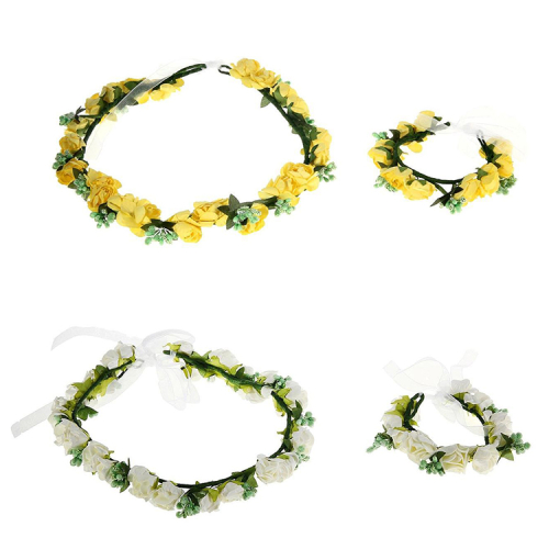 набор гавайский 2 предмета: венок, браслет, микс, китай