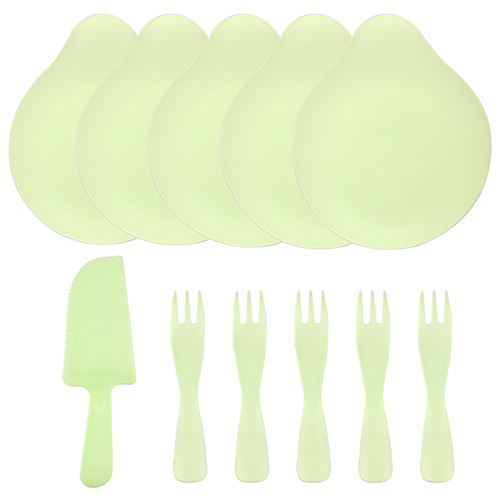 десертный набор, где тортик?, тарелки, вилки, нож, салатовый, 11 шт. в упак., китай