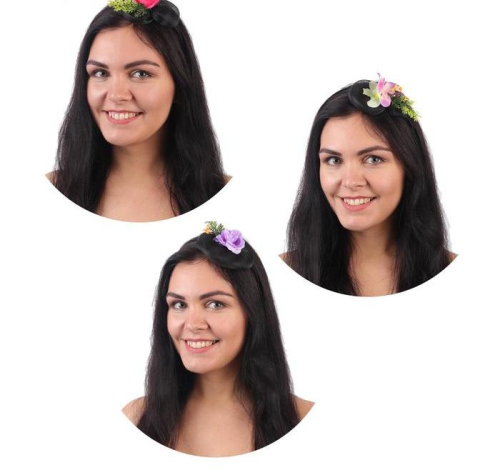 гавайский ободок с вуалью "цветы", цвета микс, китай