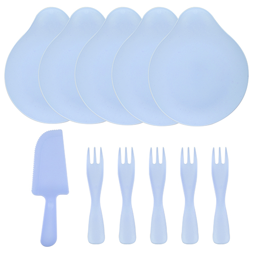 десертный набор, где тортик?, тарелки, вилки, нож, голубой, 11 шт. в упак., китай