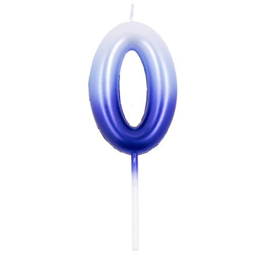 свеча цифра омбре голубой/синий "0", 6 см.