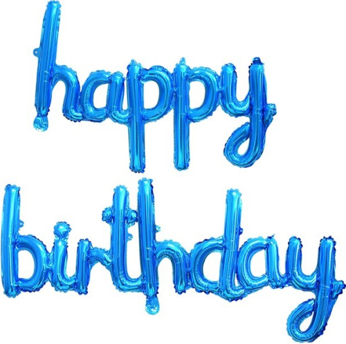 набор шаров-букв мини-надпись "happy birthday", синий, китай