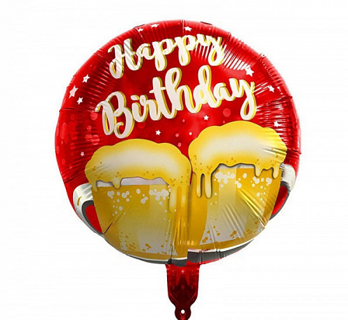 18к пивной стакан happy birthday, красный / свет шаров, китай