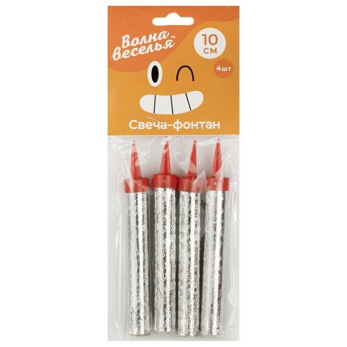 фонтан тортовый 30 сек, сверкающие искры, серебро, голография, 10 см, 4 шт., китай