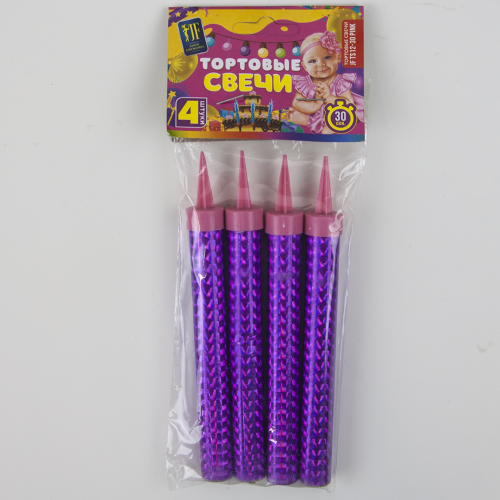 фонтан тортовый 30 сек, розовое пламя, 12 см, 4 шт; китай