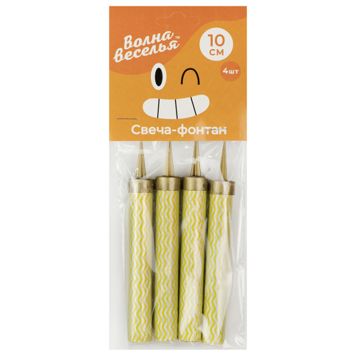 фонтан тортовый 30 сек, зигзаги, сияющая иллюзия, серебро/золото, голография, 10 см, 4 шт., китай