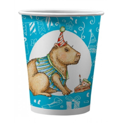 набор бумажных стаканов капибара-праздник всегда с собой, в т/у пленке, 6 шт*250 мл, россия